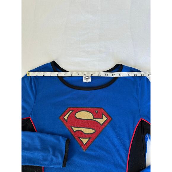 Super Woman Super Hero Blue Jersey Long Sleeves Halloween Costume Size M - Picture 2 of 7